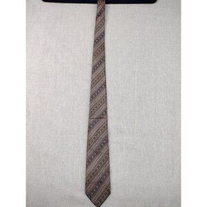 Vintage The Mens Shop JCPenney Purple Brown White Geometric Floral Stripe Tie